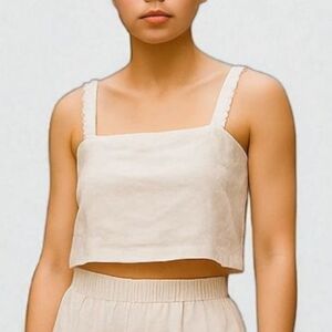 House of Harlow 1960 Cream Square Neck Crop Top
